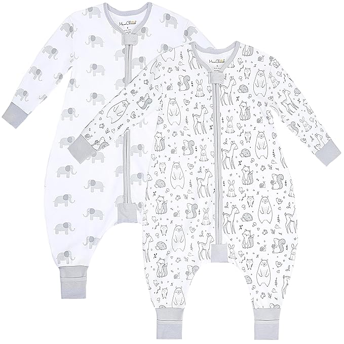 Mama Cheetah Toddler Sleep Sack with Feet, Long Sleeve 0.5 TOG Organic Cotton Baby Sleeping Bag with Legs, Wearable Blanket for Walkers w/ 2-Way Zipper, Toddler Blanket for Girls & Boys 6-18 M