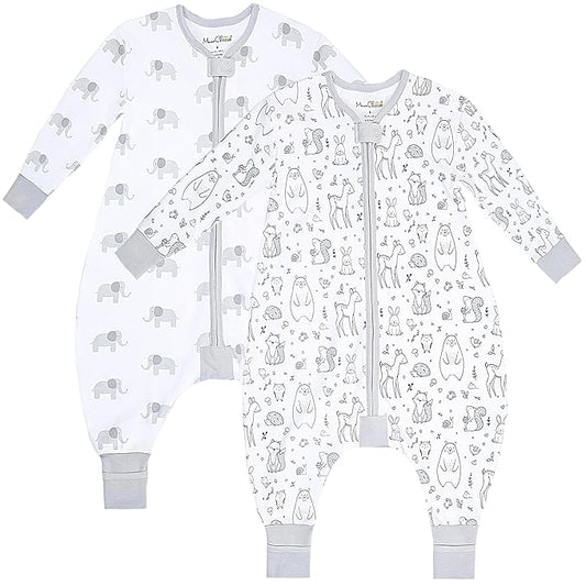 Mama Cheetah Toddler Sleep Sack with Feet, Long Sleeve 0.5 TOG Organic Cotton Baby Sleeping Bag with Legs, Wearable Blanket for Walkers w/ 2-Way Zipper, Toddler Blanket for Girls & Boys 6-18 M