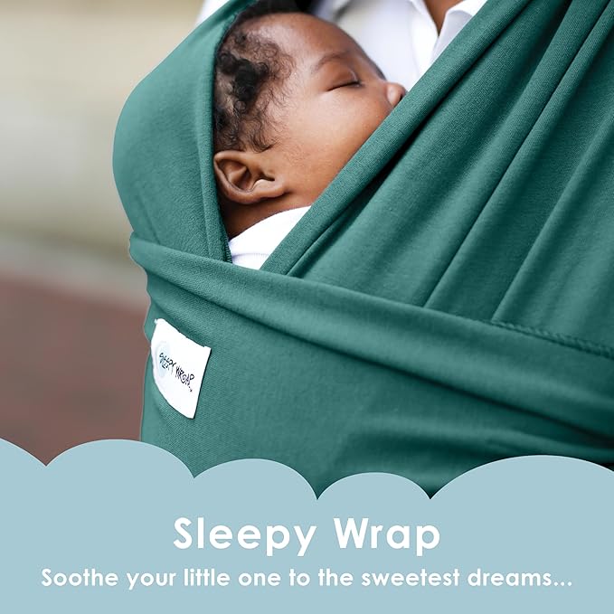 Sleepy Wrap Stretchy Ergonomic Baby Carrier Sling for Newborns to Toddlers - Hands-Free Lightweight Baby Wrap 7-35 lbs (Dark Green)