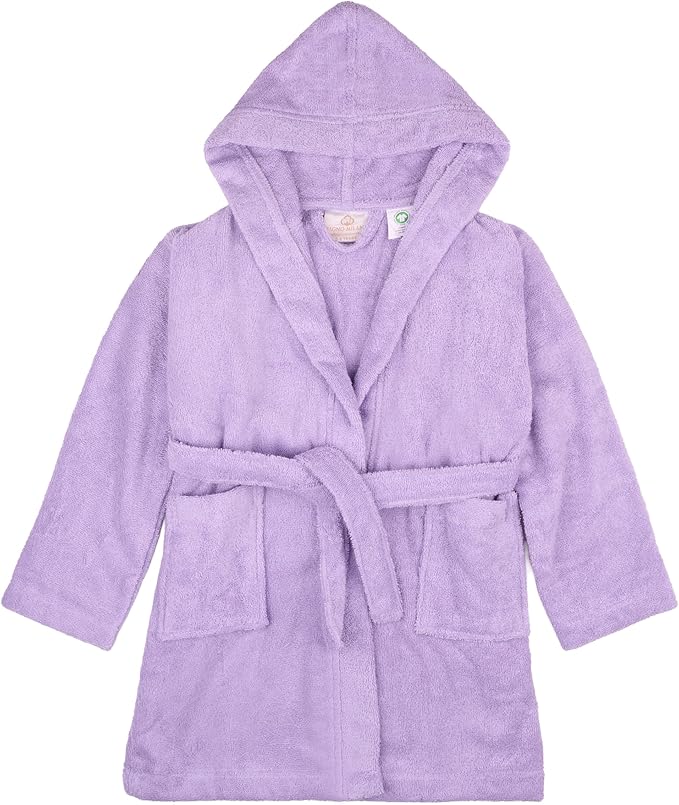 BAGNO MILANO Kids Organic Turkish Cotton Hooded Beach Cover-Up Towel, GOTS Certified, for Boys and Girls (Purple, 5-6 Years)