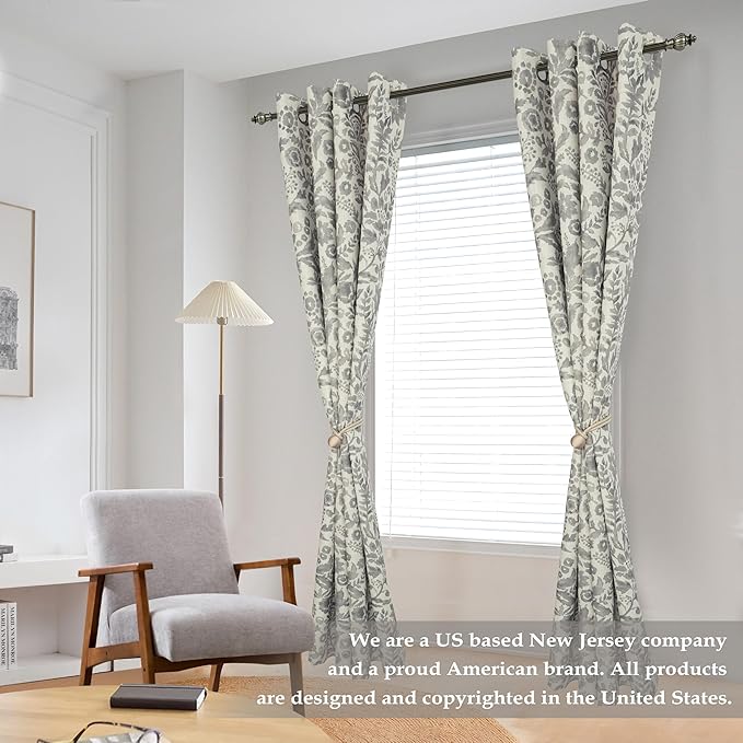 DriftAway Julia Watercolor Blackout Room Darkening Lined Thermal Insulated Energy Saving Window Curtains 2 Layers 2 Panels Each Size 52 Inch by 84 Inch Linen Gray
