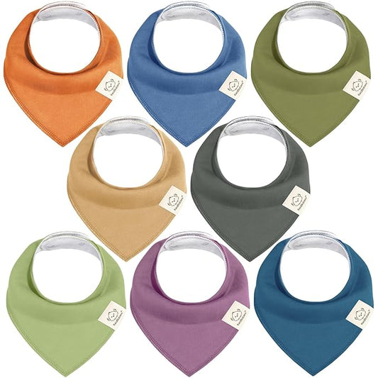 KeaBabies 8-Pack Organic Baby Bandana Bibs for Boys, Girls - Super Absorbent Triangle Baby Bibs for Drooling and Teething Infant, 100% Cotton Extra Soft for Newborn, Infant 0-36 Months (Cruise)