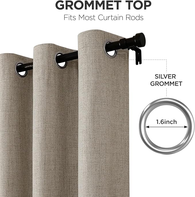 Joydeco Linen Blackout Room Divider Curtains, Extra Wide Sliding Door Drapes Living Room Curtains, 1 Panel 100W x 96L Inch Patio Door Drapes for Room Privacy