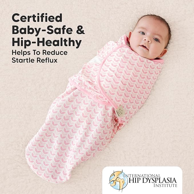 Baby Swaddle Sleep Sacks with Zipper - 3-Pack Swaddles for Newborns 0-3 Months, Infant, Baby Girls, Boys, Soft & Durable Newborn Sleep Sack, Easy Diaper Change Swaddling Blanket (Blossom)