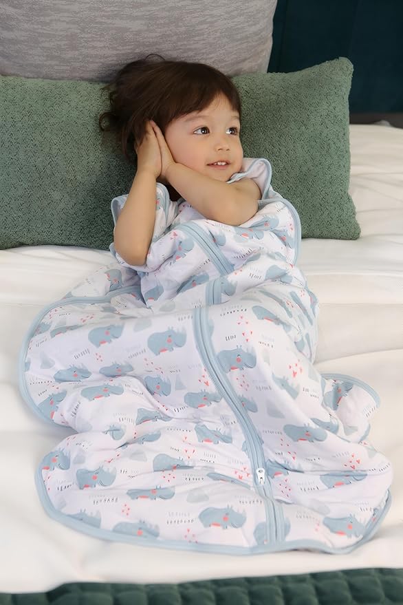 TADO MUSLIN Baby Sleep Sack 2-4 T 95% Rayon from Bamboo 5% Spandex Boys & Girls Wearable Blanket 1.0 TOG Toddler Sleeping Sack Warm 2- Way Zipper X-Large Rhino