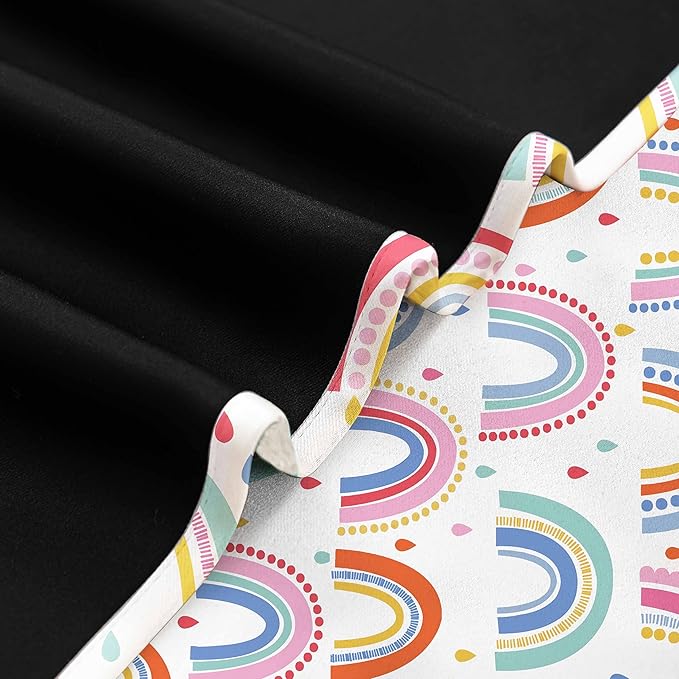 chiinvent Blackout Rainbow Curtains for Kids Cute Rainbow Room Darkening Window Curtains Decorative Cartoon Black Out Curtain for Girls Bedroom Nursery, C3, 52" x 63", 2 Panels (90% Blackout)