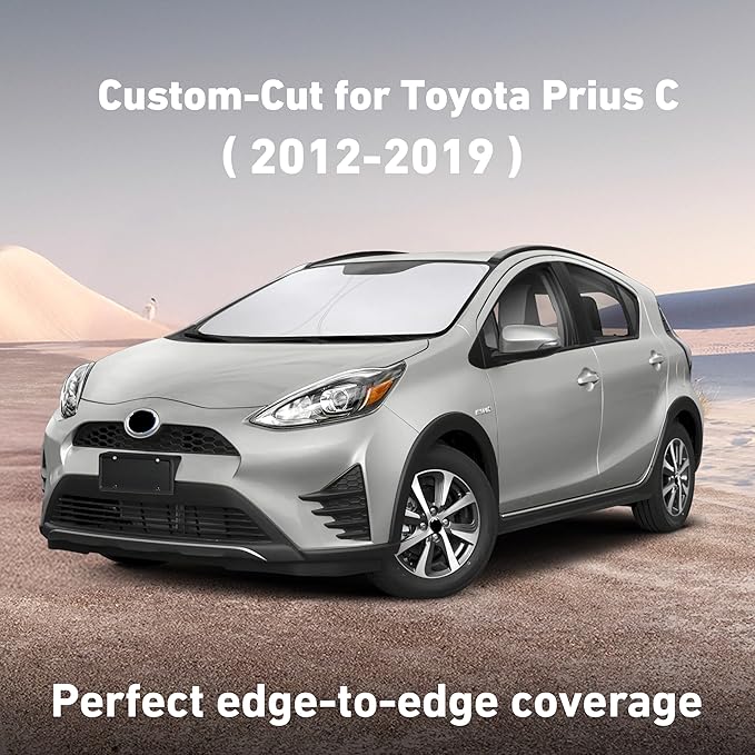 Econour Windshield Sunshade for Toyota Prius C 2012-2017 2018 2019, Sun Visor for Front Windshield & Window Sun Shade Cover, UV Heat Blocker & Protector, Car Accessories