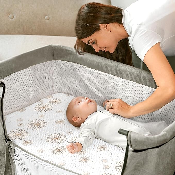 lulumoon Muslin Bassinet Sheets Baby: Cotton Bedside Sleeper Bassinet Sheets Fitted for Boys and Girls
