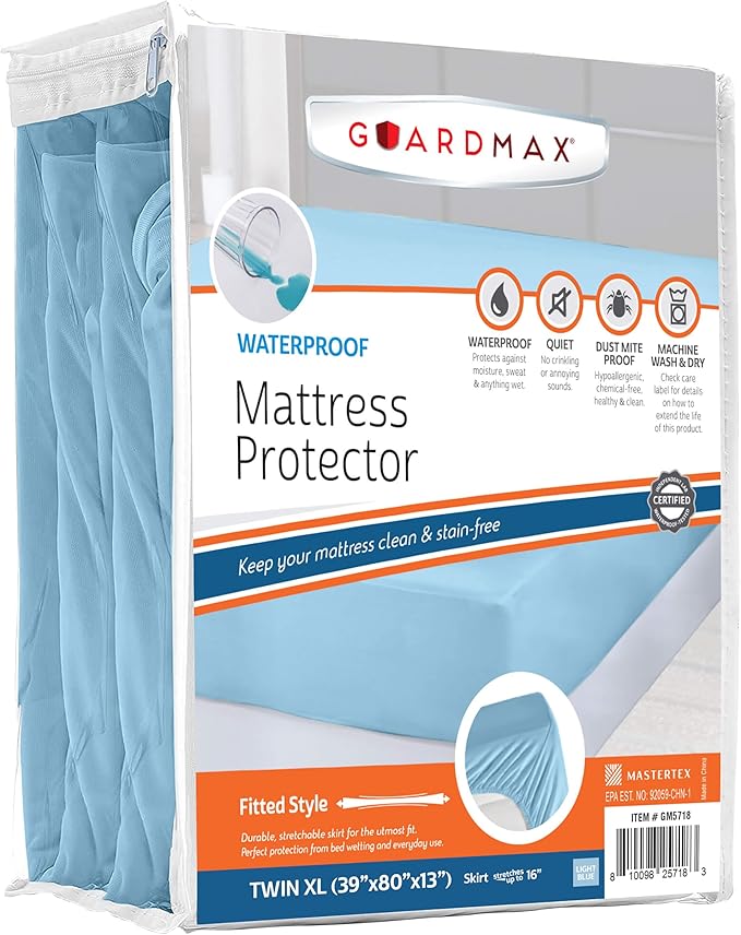 Guardmax Jersey Knitted Twin XL Size Mattress Protector - Waterproof & Dust Mite Proof Mattress Cover with Stretchable Pockets - Soft, Comfortable, & Noiseless Waterproof Fitted Sheet.(39 x 80 x 13)