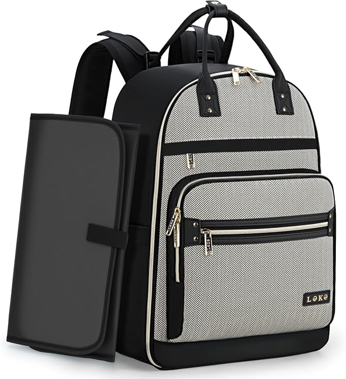 Lekesky Diaper Bag Backpack, Large Baby Backpack Diaper Bags for Mom Dad Maternity, Travel Baby Essentials with Changing Pad, Insulated Pockets, Stroller Straps, Laptop Compartment (Black)