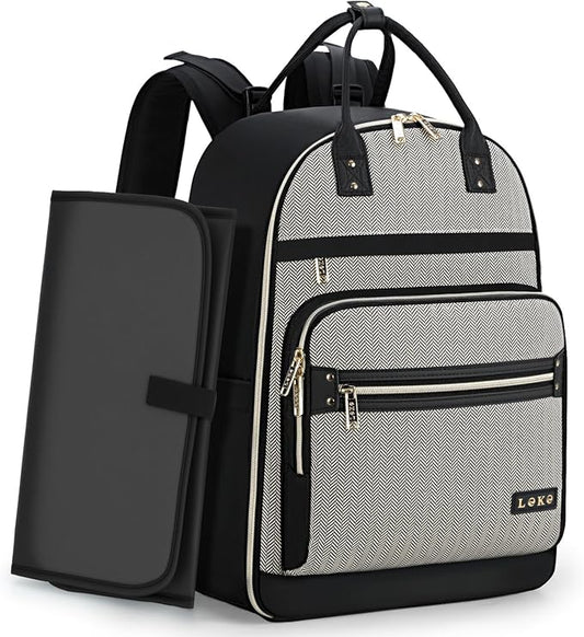 Lekesky Diaper Bag Backpack, Large Baby Backpack Diaper Bags for Mom Dad Maternity, Travel Baby Essentials with Changing Pad, Insulated Pockets, Stroller Straps, Laptop Compartment (Black)