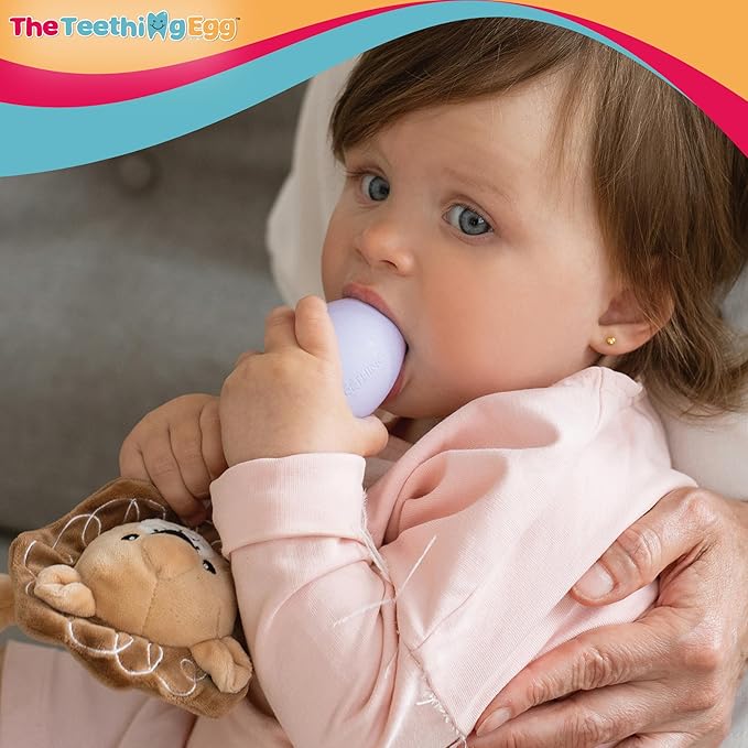 The Teething Egg Baby Teether – Freezable Teething Toy for Babies 3–6 Months up to 18 Months – Made in USA, Food-Grade TPE, Lavender