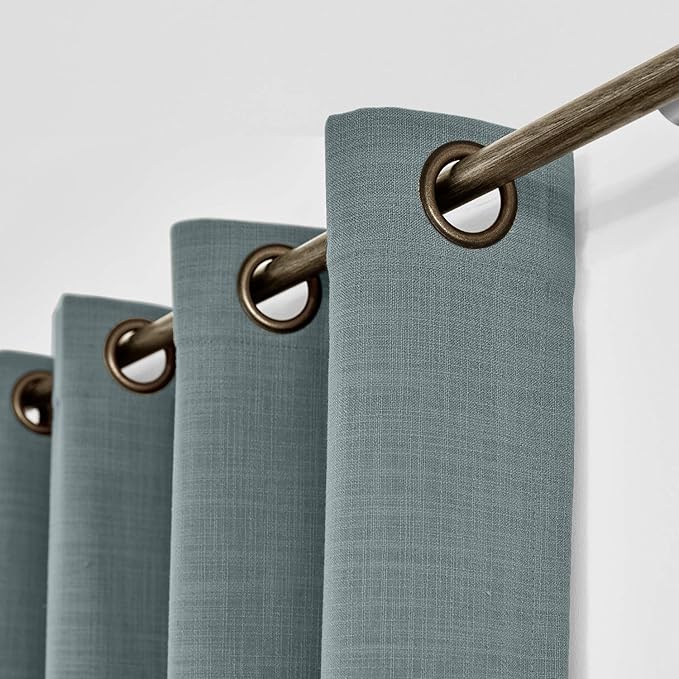 ChadMade 120W x 102L Inch Dark Grey Linen Polyester Curtain Drapes with Blackout Lining, Room Darkening Antique Bronze Grommet Curtain for Sliding Glass Door Patio Door Living Room (1 Panel)
