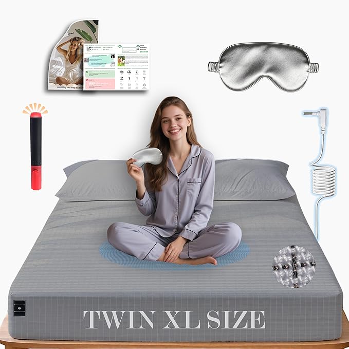 Ali King Grounding Sheets - Twin XL Size, Soft Cotton with Silver Fiber, 15'' Deep Pocket Earth Grounding Fitted Bed Sheets for Improved Sleep (Light Gray, Twin XL 39''*80''*15'')