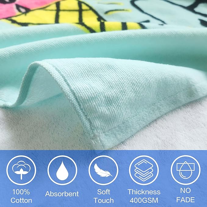 VOOVA & MOVAS Hooded Toddler Bath Towels (2-6Years,24"X48") Cotton Pool Poncho for Kids, Perfect for Swimming | Surfing | Camping | Bathing | Birthday Gifts, Ice Cream Theme