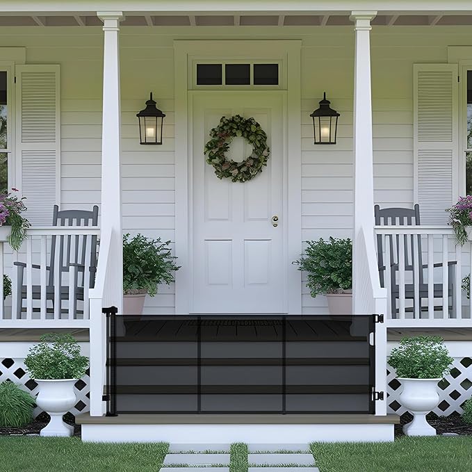 Retractable Baby Gate,Mesh Baby Gate or Mesh Dog Gate,34" Tall,Extends up to 100" Wide,Child Safety Gate for Doorways, Stairs, Hallways, Indoor or Outdoor