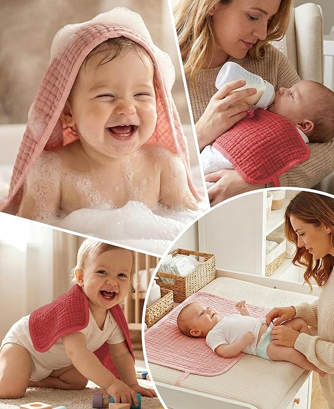 TRYISDICDVC 14Pack Muslin Baby Burp Cloths 100% Cotton 20"X10" Soft Absorbent Quick Drying Newborn Drool Baby Face Washcloths