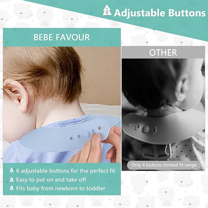 BEBE FAVOUR 2 Pack Silicone Baby Bibs Adjustable Fit Waterproof Bib With Leak Proof Food Pouch Catcher for Eating Boys Girls