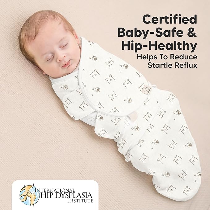 Baby Swaddle Sleep Sacks with Zipper - 3-Pack Swaddles for Newborns 0-3 Months, Infant, Baby Girls, Boys, Soft & Durable Newborn Sleep Sack, Easy Diaper Change Swaddling Blanket (Bumble Bear)
