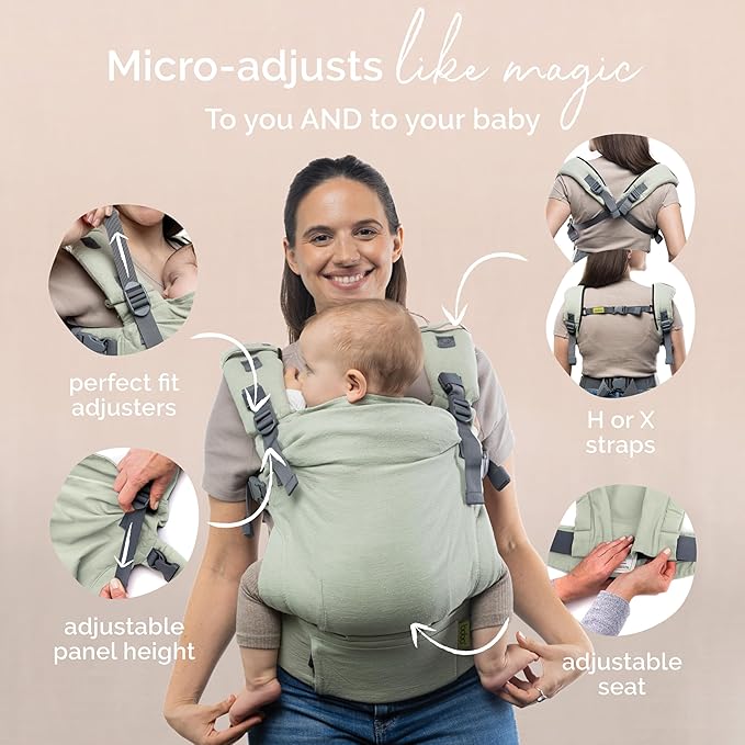 Boba X Baby Carrier Newborn to Toddler - Breathable Linen Blend, Certified Hip Healthy, Lightweight, Petite to Plus Size 7-45 lbs, Micro-Adjustable Baby Carrier from Newborn (Linen Willow)