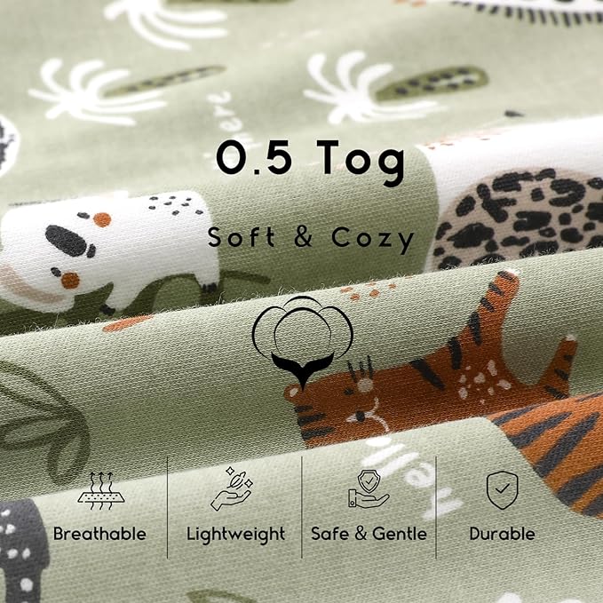 Yoofoss Baby Sleep Sack 0-6 Months 0.5 Tog Wearable Blanket for Baby, 3 Pack 100% Organic Cotton Infant Toddler Sleeping Sack 2-Way Zipper Lightweight Sleep Sack