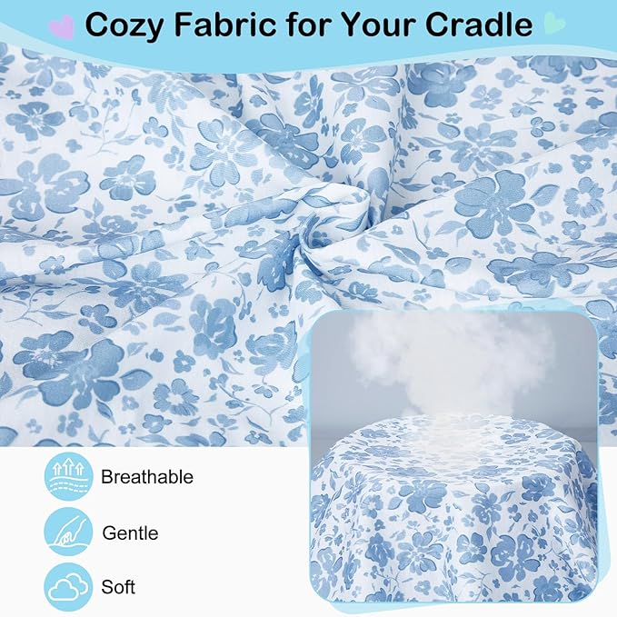 FIOBEE Baby Bassinet Sheets for Girls Boys 2 Pack Waterproof Bassinet Mattress Elastic Fitted Crib Sheets Universal Fit for Hourglass Oval and Rectangle Bassinet Sheet, Blue