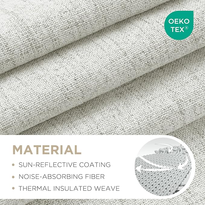 Joydeco Blackout Curtains for Bedroom - 90 Inch Long 100% Light Blocking 2 Panels Set White Drapes, Thermal Insulated Room Darkening Curtains, Linen Textured for Living Room, Rod Pocket & Back Tabs