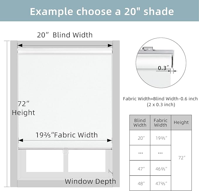 ChrisDowa Cordless Free-Stop 100% Blackout Blinds for Windows, Roller Windows Shades with Thermal Insulated, UV Protection Fabric for Living Room, Office and Home. Easy to Install.White,32" W X 72" H
