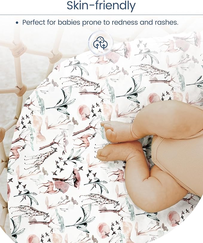 TotBasic Pack and Play Sheets Fitted, Ultra Soft Mini Crib Sheets Girl, Pink Pack N Play Mattress Sheets Hypoallergenic and Soothing, Premium Jersey Playard Sheets, Safari Sea Animals, 2 Pack