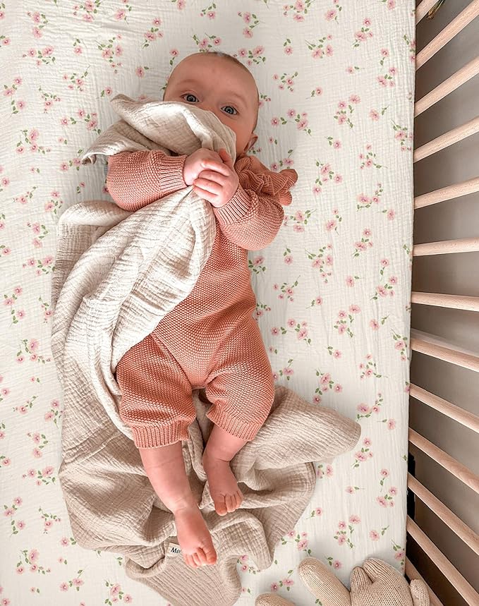 Muslin Bedside Bassinet Sheets 2 Pack, 33x20 Fitted Ultra Soft & Breathable Bedside Sleeper Sheets, Ideal for Baby Girl and Boy, Perfect for Newborns (Rosy)