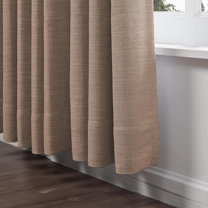 ChadMade Extra Wide 100 Inches Wide Faux Linen Curtain Room Darkening Drape in Living Room Bedroom Glass Door 100Wx84L, 1 Panel, Rust Brown, Tallis Collection