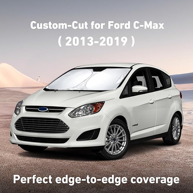 Econour Windshield Sunshade for Ford C-Max 2013-2017 2018 2019, Sun Visor for Front Windshield & Window Sun Shade Cover, UV Heat Blocker & Protector, Car Accessories