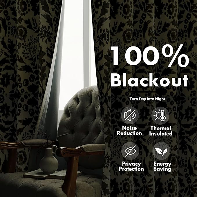 DriftAway Julia Watercolor Blackout Room Darkening Lined Thermal Insulated Energy Saving Window Curtains 2 Layers 2 Panels Each Size 52 Inch by 84 Inch Camel Beige