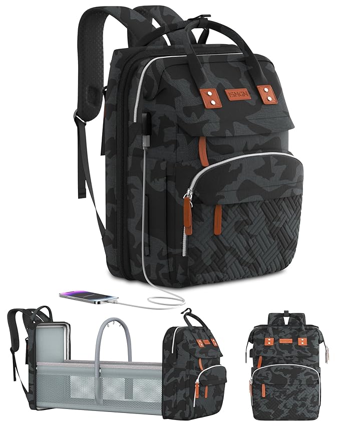 Diaper Bag Backpack with Changing Station, Large Diaper Bag, Multifunctional Diaper Bag, Baby Bag, Camo