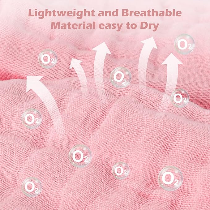Maliton Muslin Burp Cloths for Baby Girl 6 Pack Large 20''x10'' 100% Cotton Burp Rags Absorbent and Soft 6 Layers Baby Burp Cloths Newborn Girl Essentials(Pink, Pack of 6)