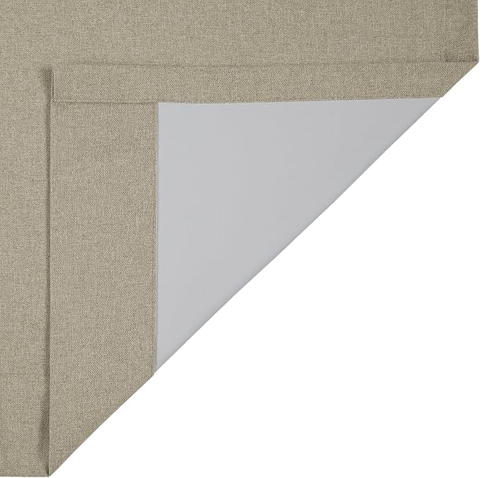 ChadMade 100% Blackout Drapes 120 Inches Long, Extra Long Curtains for Living Room Theater Rod Pocket Back Tab Hook Belt Flat Hooks Window Treatments, Natural, 2 Panels, 50 W x 120 L Inch