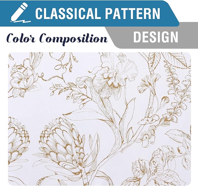 H.VERSAILTEX 100% Blackout Curtains for Living Room Camellia Floral Blackout Curtains 108 Inches Long Light Blocking Window Treatment Curtains with Black Liner Grommet Thermal Drapes, 2 Panels, Taupe