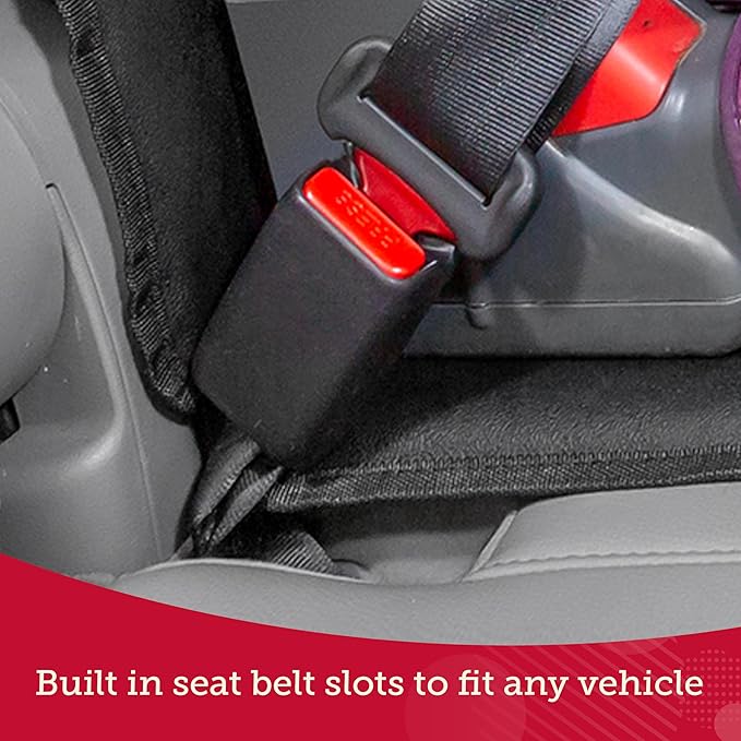Lusso Gear Car Seat Protector for Baby - Backless Mat With Thick Padding, 2 Mesh Storage Pockets, Waterproof - Protects Fabric or Leather Seats, Non-Slip Padded Backing (Black)