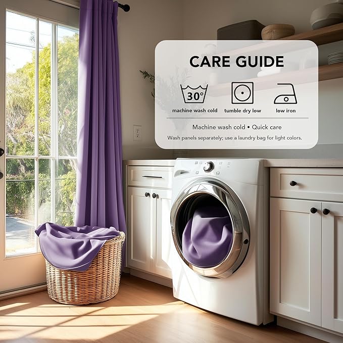 Deconovo Blackout Curtains, Thermal Insulated, W52 x L45 2 Panels, Back Tab, Machine Washable, Room-Darkening Drapes for Bedroom/Living Room Purple Grape