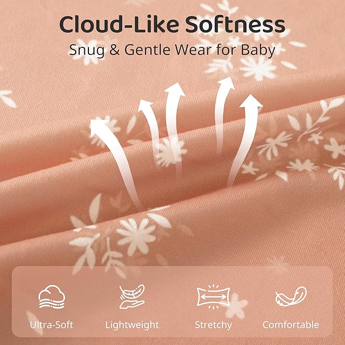 FIEMOL Baby Sleep Sack 12-18 Months, 0.5 TOG Wearable Blanket for Baby Boy and Girl, 2-Way Zipper Toddler Sleeping Bag 2 Pack, Lightweight Sleep Sacks Orange Flower（Large）