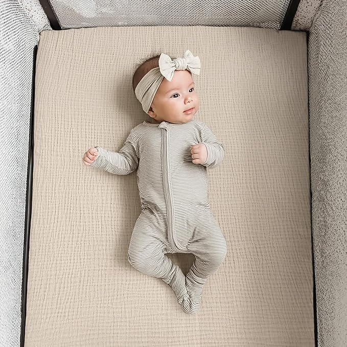lulumoon Pack and Play Sheets Muslin: Cotton Fitted Sheets for UPPAbaby Pack N Play - Soft Playard Sheets for Boys and Girls 2Pack