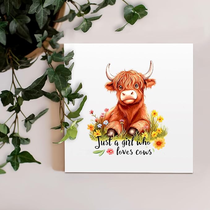 Highland Cow Decor Wooden Box Sign Decorative, Home Room Desk Decorations For Teens Teenage Girls Age 8-12, Cow Lovers Themed Gifts Stuff Accessories Things Merchandise Items!