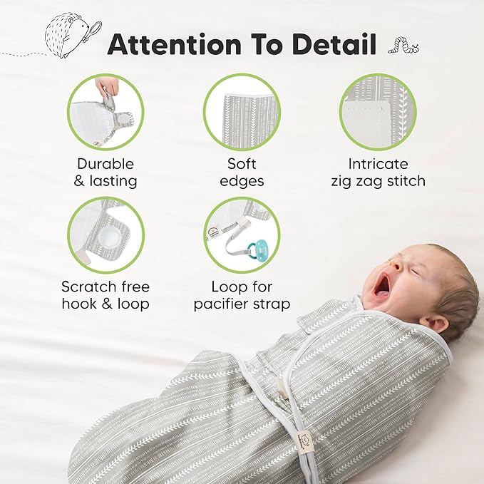 3-Pack Organic Baby Swaddle Sleep Sacks - Swaddles for Newborns, Infant 0-3 Months, Baby Girls, Boys, Soft & Snug Newborn Sleep Sack, Nursery Swaddling Blankets (Prairie)