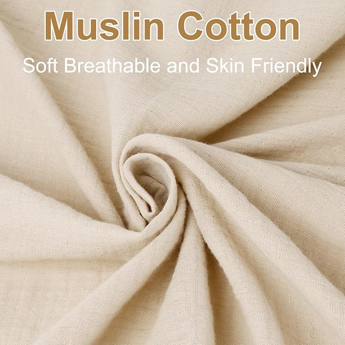 PET REJOIR 2 Pack Muslin Fitted Crib Sheets for Baby Girls & Boys-Neutral Breathable Crib Mattress Protector for Standard Crib Mattress(28"x 52")-Soft No Slip Cotton Bedding-Taupe Brown & Light Beige