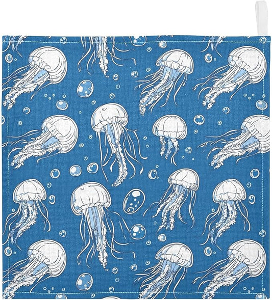 vvfelixl Jellyfish Bubbles Baby Burp Cloths Baby Muslin Washcloths for Boys Girls Cotton Babys Face Towel for Newborn Infants Soft and Absorbent 11.8 X 11.8 in, 5 Pack