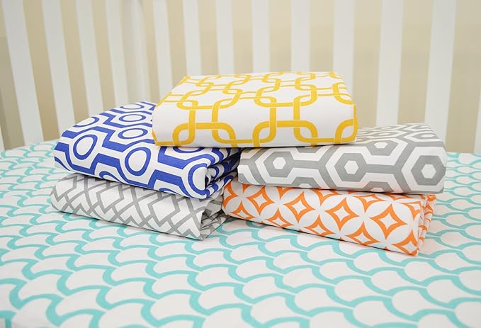 American Baby Company 100% Natural Cotton Percale Fitted Crib Sheet for Standard Crib and Toddler Mattresses, Golden Yellow Twill Gotcha, Soft Breathable, for Boys and Girls