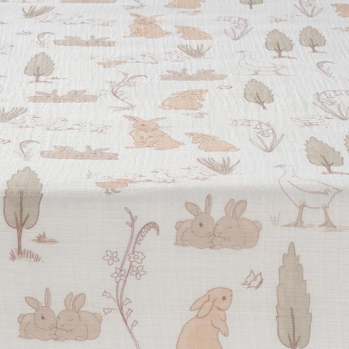 Lambs & Ivy Signature Bunny Hop Organic Cotton Muslin Baby Fitted Crib Sheet