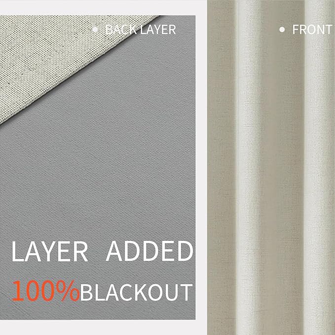 Joydeco Blackout Room Divider Curtains, Extra Wide Sliding Door Drapes Living Room Curtains, Light Beige 1 Panel 70W x 108L Inch Patio Door Drapes for Room Privacy