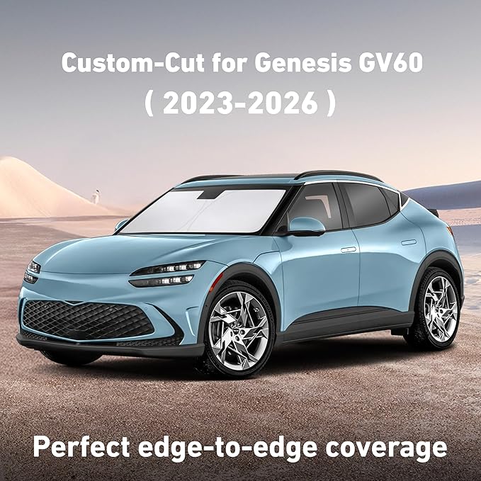 Econour Windshield Sunshade for Genesis GV60 2023-2024 2025, Sun Visor for Front Windshield & Window Sun Shade Cover, UV Heat Blocker & Protector, Car Accessories