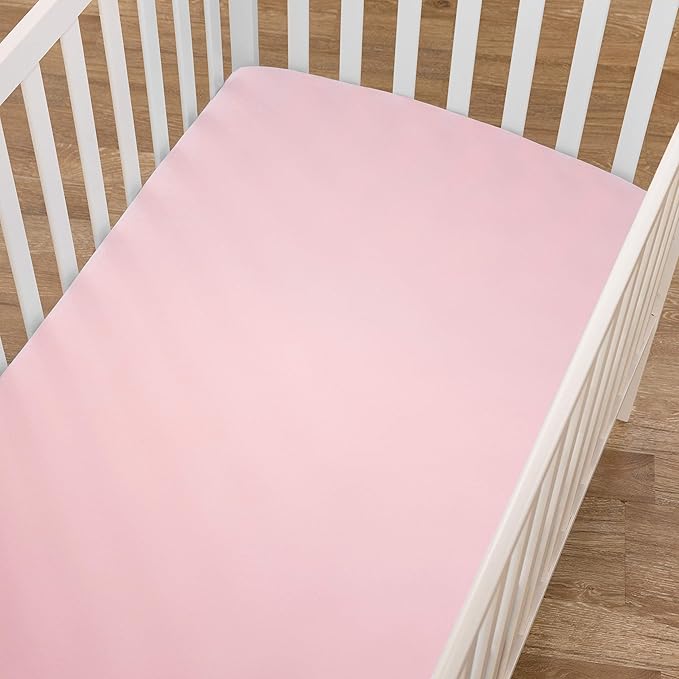American Baby Company 2 Pack Fitted Crib Sheets 28" x 52", Soft Breathable Neutral 100% Cotton Jersey Sheet, Pink, for Boys and Girls, Fits Crib and Toddler Bed mattresses